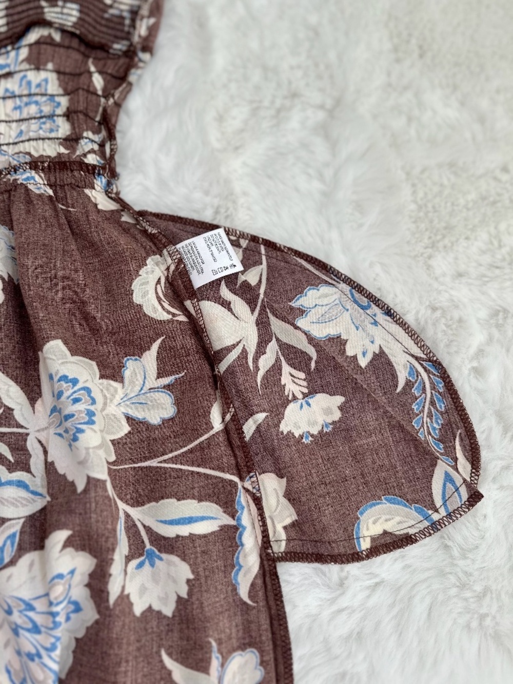 🤎 Patrons of Peace Floral Smocked Wide-Leg Jumpsuit – Dream Brown – Size Small - Picture 7 of 11